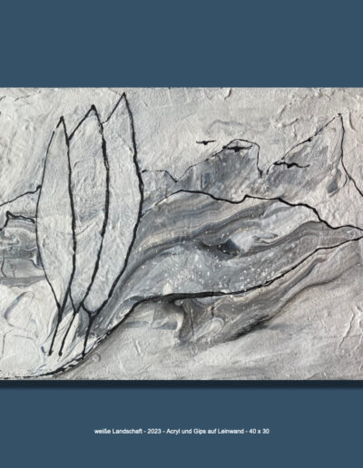 Weiße Landschaft, Acryl und Gips auf Leinwand, 40 x 30